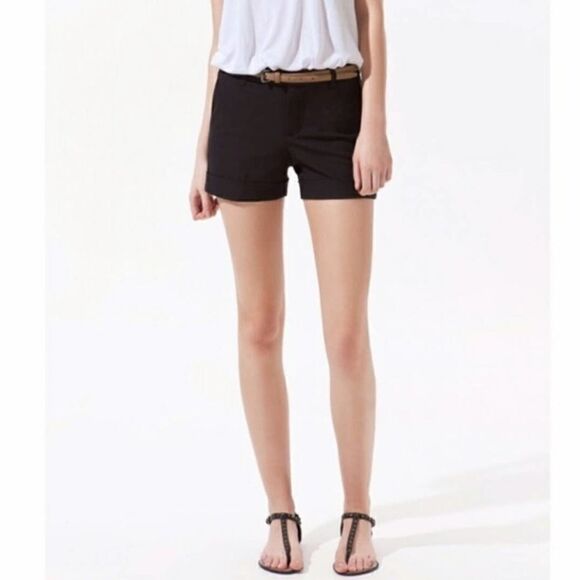 Zara Basic cuffed black trouser shorts sz S - Picture 1 of 7
